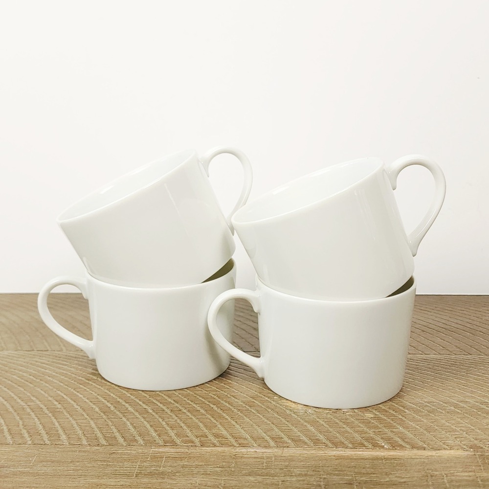 Set of 4 Neiman Marcus Fine China Flat‎ White Espresso Cups Made in Japan